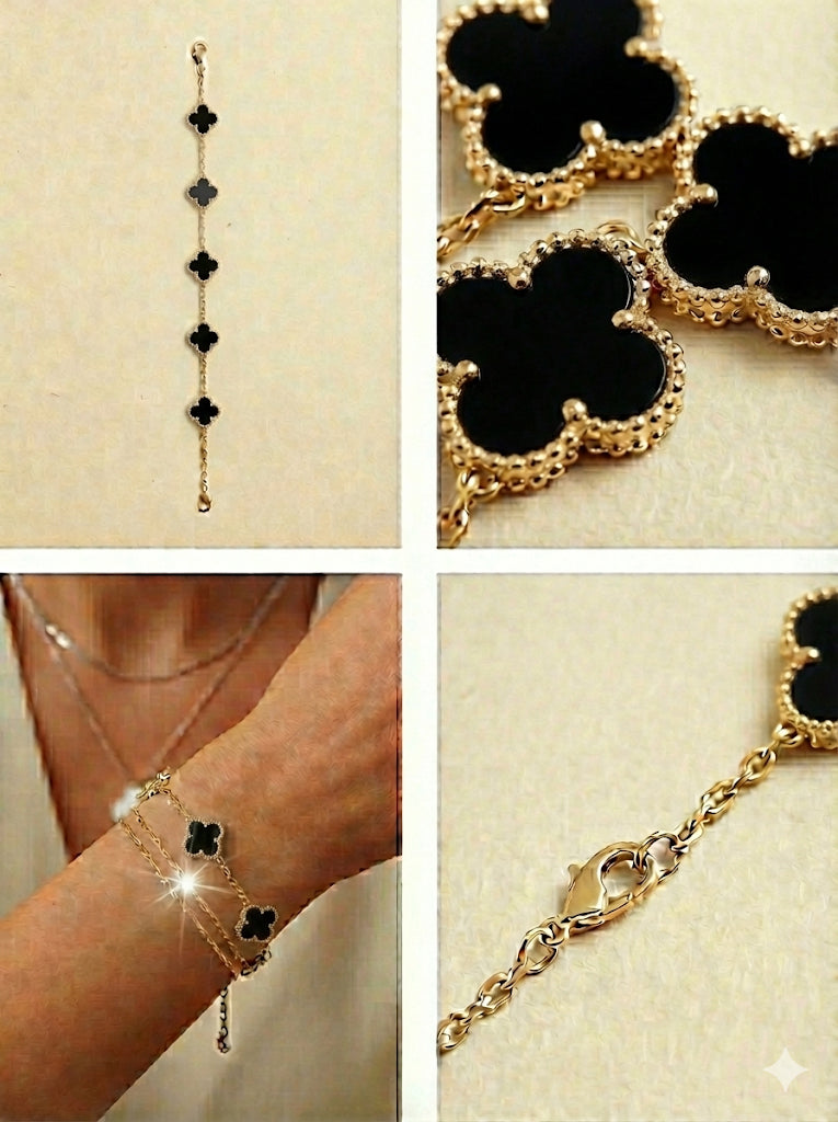 Yellow 5 Charm Quatrefoil Bracelet