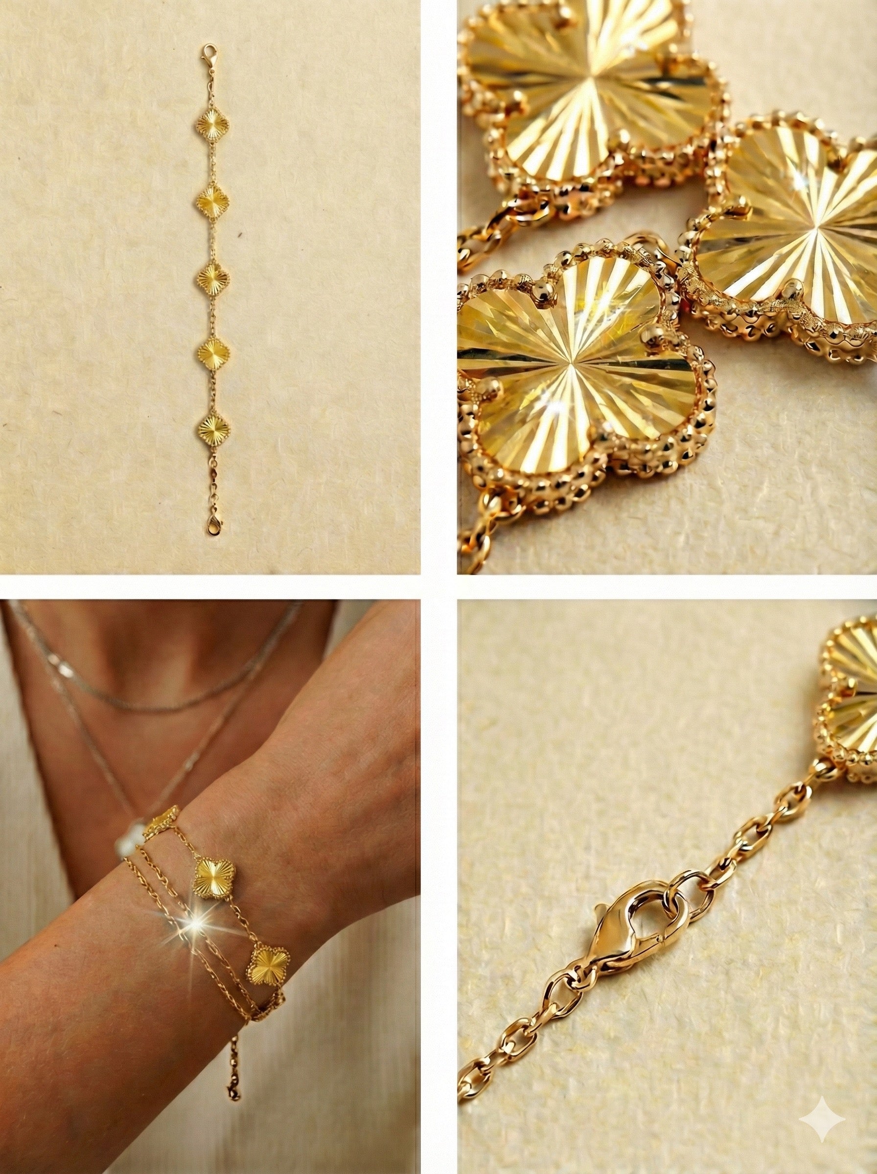 Yellow 5 Charm Quatrefoil Bracelet