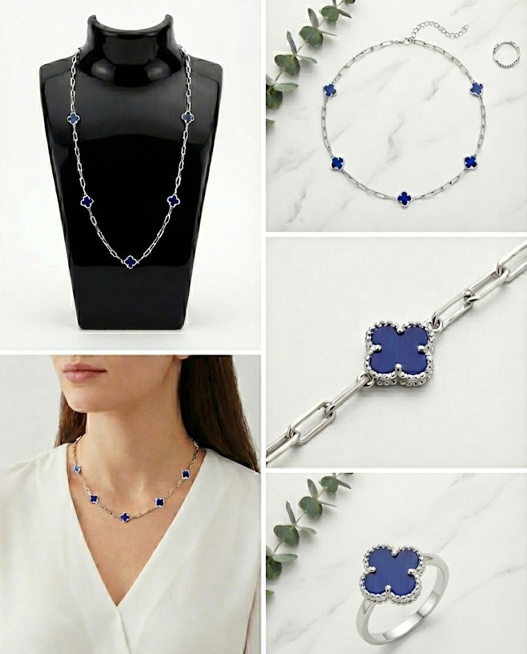 PaperClip Link Quatrefoil Necklace