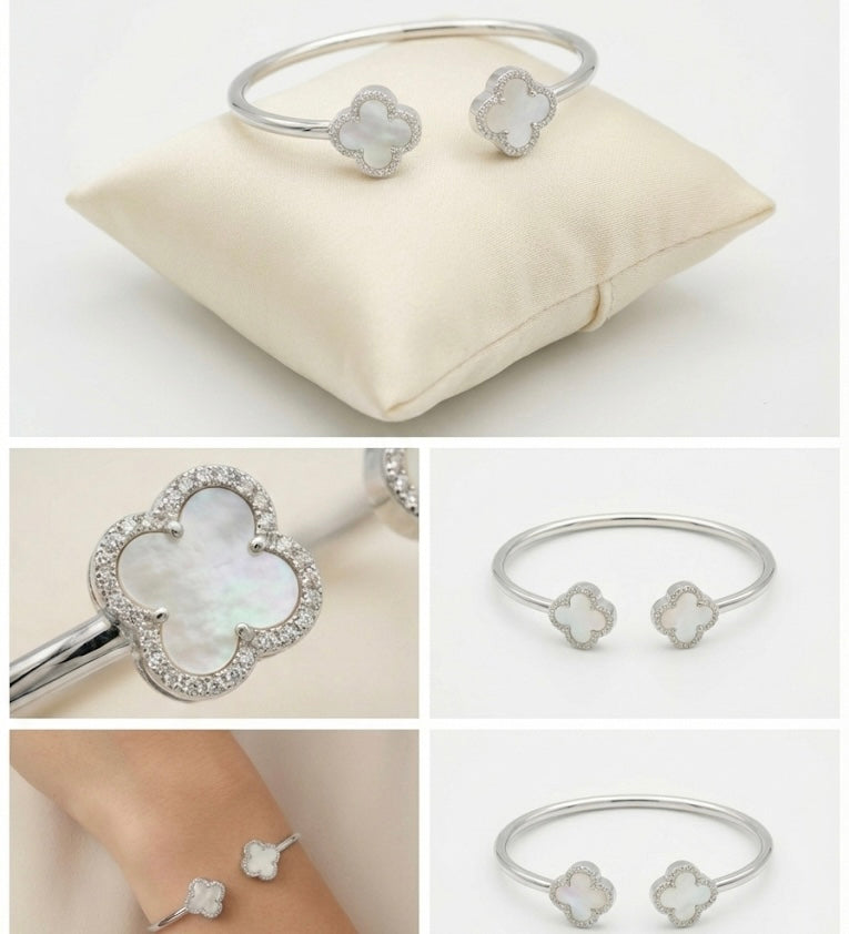 Silver Quatrefoil Bangle